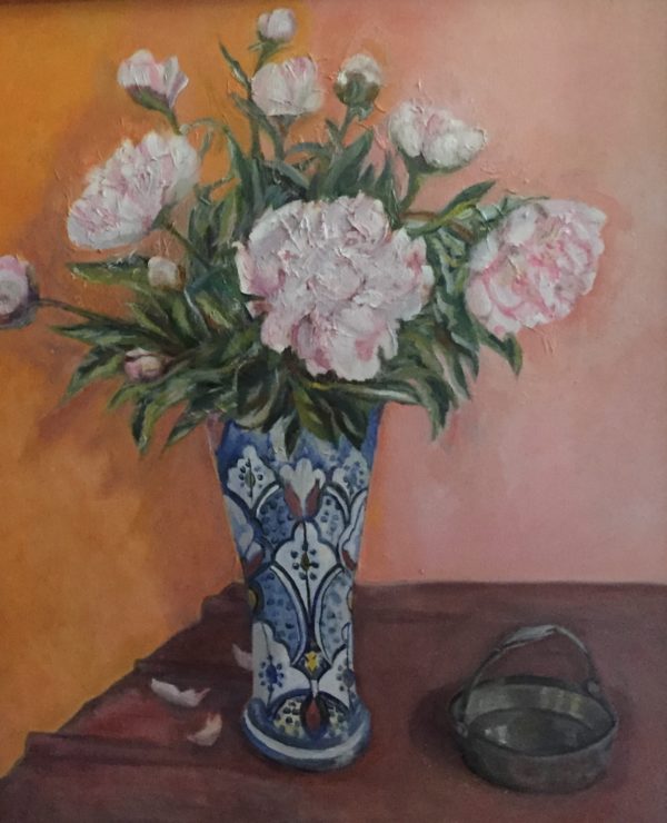 Peonies in bleu vase