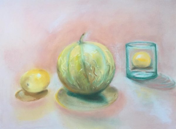 Still Life with Melon and Yellow Plum